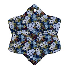 Blue Flowers 2 Ornament (snowflake) by DinkovaArt