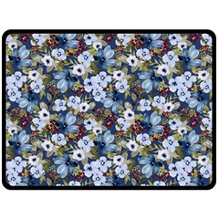 Blue Flowers 2 Two Sides Fleece Blanket (large)