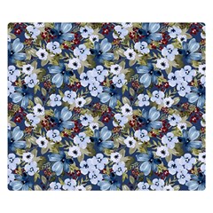 Blue Flowers 2 Two Sides Premium Plush Fleece Blanket (kids Size)