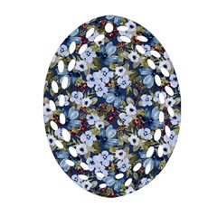 Blue Flowers Blue Flowers 2 Oval Filigree Ornament (two Sides)