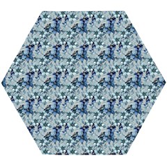 Blue Roses Wooden Puzzle Hexagon by DinkovaArt