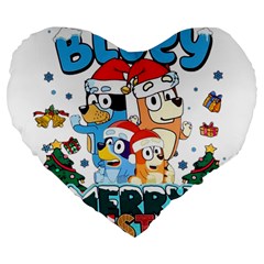 Bluey Birthday Large 19  Premium Flano Heart Shape Cushions