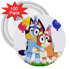 Bluey Birthday 3  Buttons (100 Pack) 