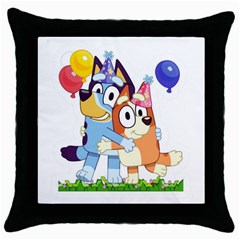 Bluey Birthday Throw Pillow Case (black)