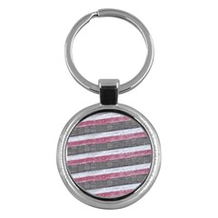 Vintage Vibrant Stripes Pattern Print Design Key Chain (round) by dflcprintsclothing