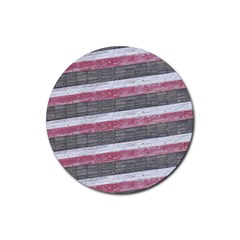 Vintage Vibrant Stripes Pattern Print Design Rubber Coaster (round)