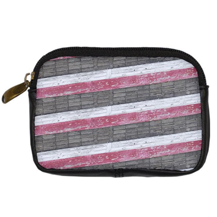 Vintage Vibrant Stripes Pattern Print Design Digital Camera Leather Case