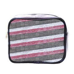 Vintage Vibrant Stripes Pattern Print Design Mini Toiletries Bag (one Side)