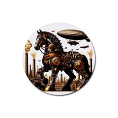 Steampunk Horse Punch 1 Rubber Coaster (Round)