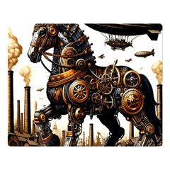 Steampunk Horse Punch 1 Two Sides Premium Plush Fleece Blanket (large)