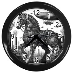 Steampunk Horse  Wall Clock (black) by CKArtCreations