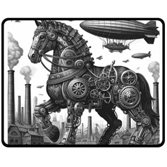 Steampunk Horse  Two Sides Fleece Blanket (medium) by CKArtCreations