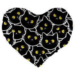 Cat Pattern Pet Drawing Eyes Large 19  Premium Heart Shape Cushions