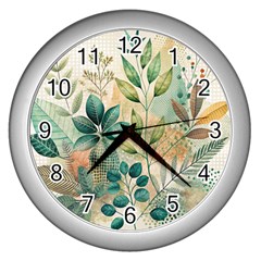 Flowers Spring Wall Clock (silver) by Maspions