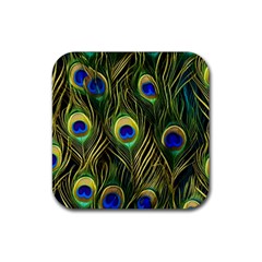 Peacock Pattern Rubber Coaster (square)