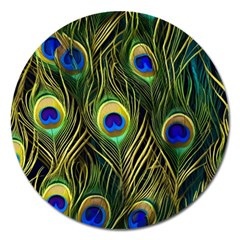 Peacock Pattern Magnet 5  (round)