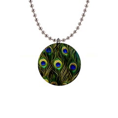 Peacock Pattern 1  Button Necklace