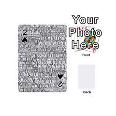 Kiss Me Before World War 3 Typographic Motif Pattern Playing Cards 54 Designs (mini) by dflcprintsclothing