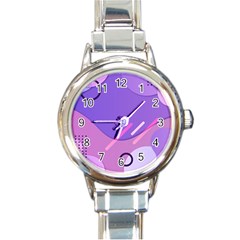 Colorful Labstract Wallpaper Theme Round Italian Charm Watch