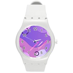 Colorful Labstract Wallpaper Theme Round Plastic Sport Watch (m)