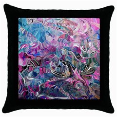 Pink Swirls Flow Throw Pillow Case (black)