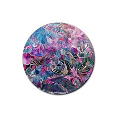 Pink Swirls Flow Rubber Round Coaster (4 Pack) by kaleidomarblingart