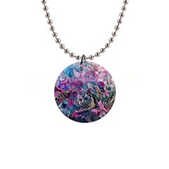 Pink Swirls Flow 1  Button Necklace