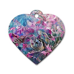 Pink Swirls Flow Dog Tag Heart (one Side)