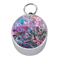 Pink Swirls Flow Mini Silver Compasses