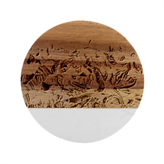 Pink Swirls Flow Marble Wood Coaster (round)