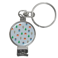 House Trees Pattern Background Nail Clippers Key Chain by Maspions