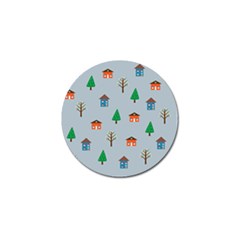 House Trees Pattern Background Golf Ball Marker (4 Pack)