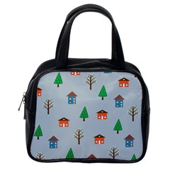House Trees Pattern Background Classic Handbag (one Side)