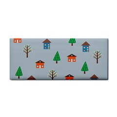 House Trees Pattern Background Hand Towel