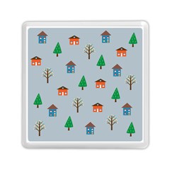 House Trees Pattern Background Memory Card Reader (square)