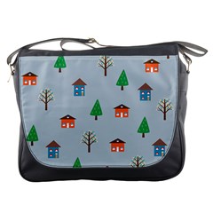 House Trees Pattern Background Messenger Bag by Maspions