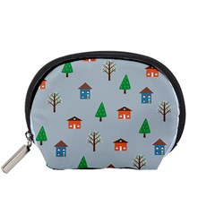 House Trees Pattern Background Accessory Pouch (small)