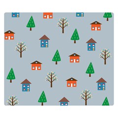 House Trees Pattern Background Premium Plush Fleece Blanket (small)