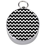 Wave Pattern Wavy Halftone Silver Compasses Front