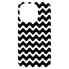 Wave Pattern Wavy Halftone Iphone 14 Pro Black Uv Print Case by Maspions