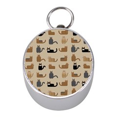 Cat Pattern Texture Animal Mini Silver Compasses