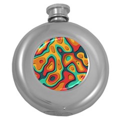 Paper Cut Abstract Pattern Round Hip Flask (5 Oz)