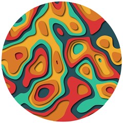 Paper Cut Abstract Pattern Wooden Puzzle Round