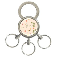 Spring Art Floral Pattern Design 3-ring Key Chain