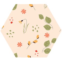 Spring Art Floral Pattern Design Wooden Puzzle Hexagon