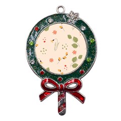 Spring Art Floral Pattern Design Metal X mas Lollipop With Crystal Ornament by Maspions