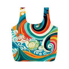 Waves Ocean Sea Abstract Whimsical Full Print Recycle Bag (m)