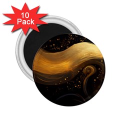 Abstract Gold Wave Background 2 25  Magnets (10 Pack) 