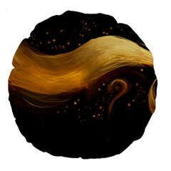 Abstract Gold Wave Background Large 18  Premium Round Cushions