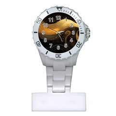 Abstract Gold Wave Background Plastic Nurses Watch